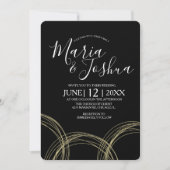 エレガントホワイトブラックフォイルリングや輪結婚ズスイート 招待状 (正面)