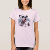 エレガントホワイトボクサー犬 - 水彩画風 Tシャツ (正面)