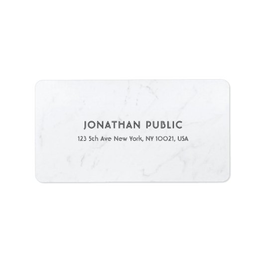 エレガントホワイトマーブルプロフェッショナルモダンシンプル ラベル (正面)