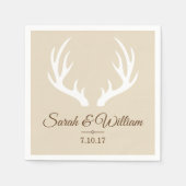 エレガントホワイトリア〔雄ジカの〕枝角&トープ | カスタマイズ スタンダードカクテルナプキン (正面)