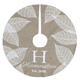 エレガントホワイトリーフスケルトン&バフェイクラップ ブラッシュドポリエステルツリースカート