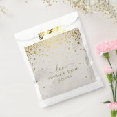エレガントホワイトレザー金ゴールド結婚紙吹雪 フェイバーバッグ (封をした状態)