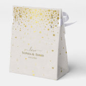 エレガントホワイトレザー金ゴールド結婚紙吹雪 フェイバーボックス (裏面サイド)