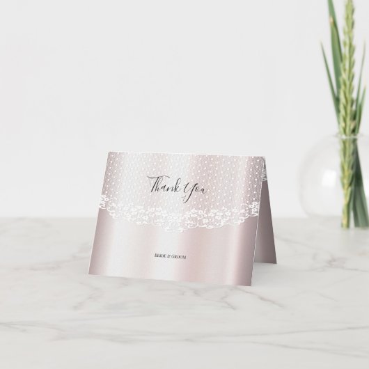 エレガントホワイトレースフローラサンキューカード サンキューカード (正面)