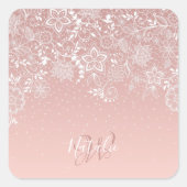 エレガントホワイトレースフローラ及び紙吹雪デザイン スクエアシール (正面)