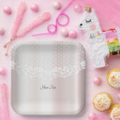 エレガントホワイトレースフローラ紙プレート ペーパープレート (パーティー)