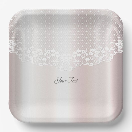 エレガントホワイトレースフローラ紙プレート ペーパープレート (正面)