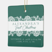 エレガントホワイトレースベビー初めてのクリスマス写真 セラミックオーナメント (左)