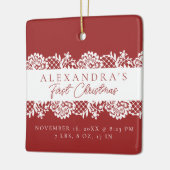 エレガントホワイトレースベビー初めてのクリスマス写真 セラミックオーナメント (左)