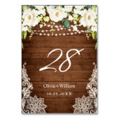 エレガントホワイトローズ素朴レース結婚ウッド テーブルナンバー (裏面)