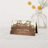 エレガントホワイトローズ素朴レース結婚ウッド プレイスカード (裏面)