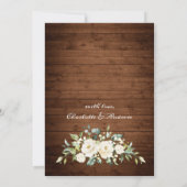 エレガントホワイトローズ素朴レース結婚ウッド 招待状 (裏面)