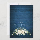 エレガントホワイトローズ素朴レース結婚ウッド 招待状 (裏面)