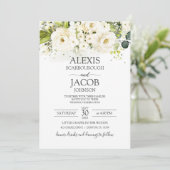 エレガントホワイトローズ&金ゴールドフローラ結婚ズ 招待状 (スタンド正面)