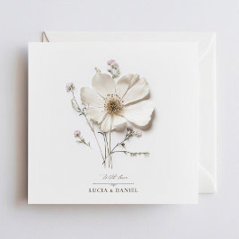 エレガントホワイトワイルドフラワーシック結婚スクエア 招待状