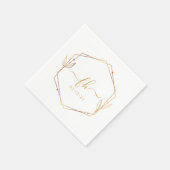 エレガントホワイト金ゴールドラグジュアリーフローラモノグラム結婚ズ スタンダードカクテルナプキン (角)