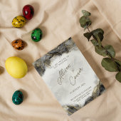 エレガントホワイト&金ゴールドマーブル結婚ズデザイン 招待状