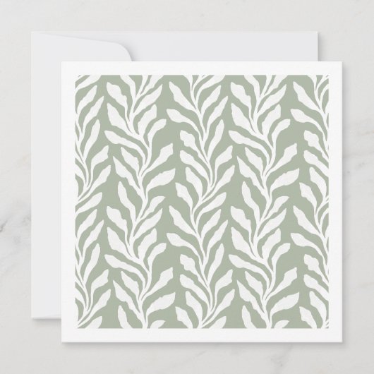 エレガントボタニカルリーブス セージグリーン ミニマル ノートカード (正面)