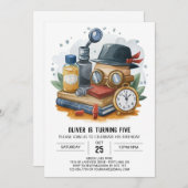 エレガントボヘミアンデテクティブバースデー 招待状 (正面/裏面)