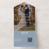 エレガントボホフォトカップル | ダスティーブルーウェディング オールインワン招待状 (内側)