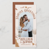 エレガントボホー新婚おしゃれクリスマス1枚の写真 シーズンカード (正面/裏面)