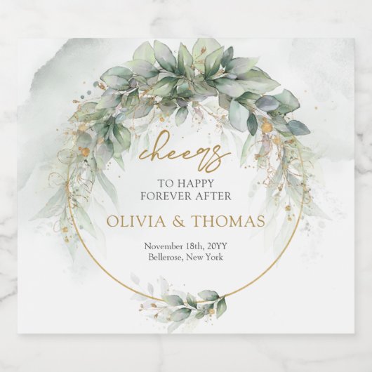 エレガントボホeucalypus緑金ゴールド枠 スパークリングワインラベル (シングルラベル)