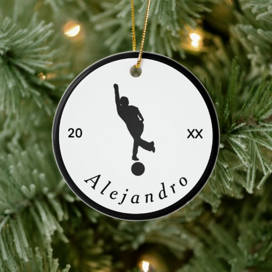 エレガントボーリングテーマボウリングをする人、 クリケットの投手白黒His Name セラミックオーナメント (ツリー)