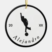 エレガントボーリングテーマボウリングをする人、 クリケットの投手白黒His Name セラミックオーナメント (正面)