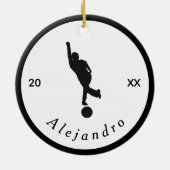 エレガントボーリングテーマボウリングをする人、 クリケットの投手白黒His Name セラミックオーナメント (裏面)