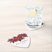 エレガントポインセチア赤クリ結婚スマス ペーパーコースター (インサイチュ)