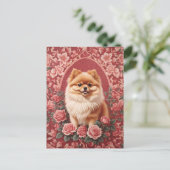 エレガントポメラニア犬ドッグウィリアムインスパイアモリス ポストカード (スタンド正面)