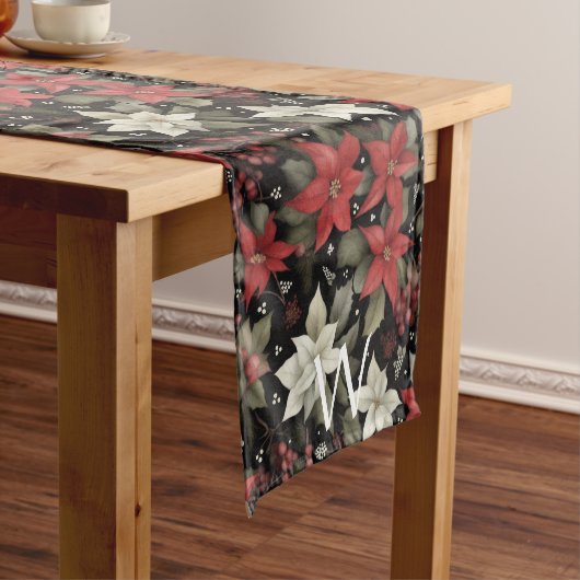 エレガントポモノグラムのインセッティア冬台ランナー ミディアムテーブルランナー (インサイチュ)