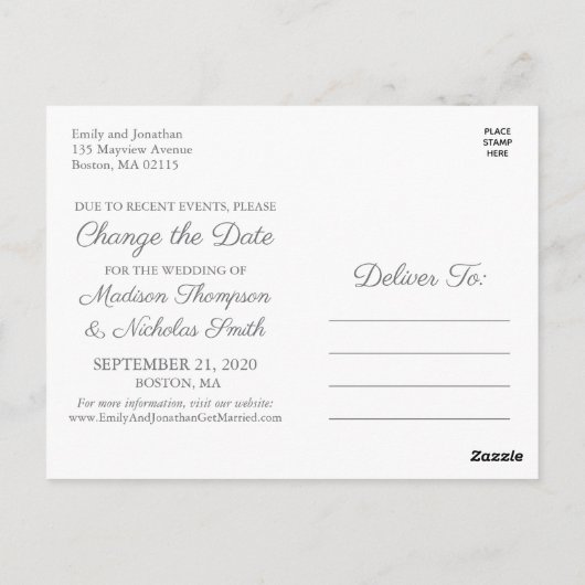 エレガントポートレート写真日付はがきの変更 ポストカード (裏面)