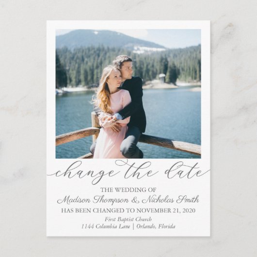 エレガントポートレート写真日付はがきの変更 ポストカード (正面)