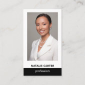 エレガントポートレート写真、ロゴ、ソーシャルアイコンBLACK 名刺 (正面)