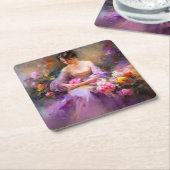 エレガントポートレート スクエアペーパーコースター (アングル)