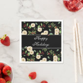 エレガントマグノリアとベリーの水色 スタンダードカクテルナプキン (インサイチュ)