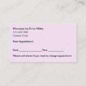 エレガントマッサージセラピストアポイントメントカード 予約カード (裏面)