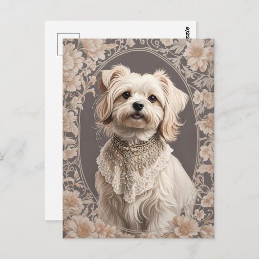 エレガントマルチーズドッグウィリアムインスパイアモリス ポストカード (正面/裏面)