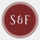 エレガントマルーンモノグラム封筒用シール ラウンドシール (正面)