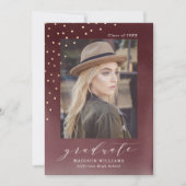 エレガントマルーン水彩写真卒業 案内状 (正面)