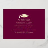 エレガントマルーン金ゴールド卒業写真のお知らせ 箔招待状 (裏面)