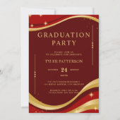 エレガントマルーン&ゴールドカレッジ卒業パーティー 招待状 (裏面)