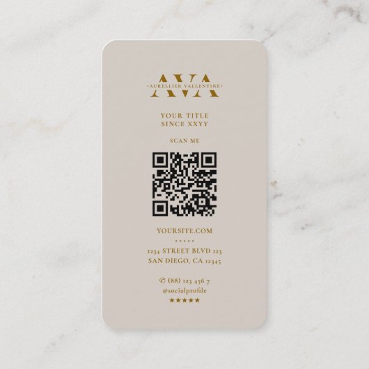 エレガントマーケティングモノグラム名スクリプトと金ゴールド 名刺 (裏面)