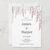 エレガントマーブピンクのミントグリーン結婚フローラ 招待状 (正面)