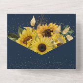 エレガントミッドナイトヒマワリ結婚ー海軍 オールインワン招待状 (裏面)