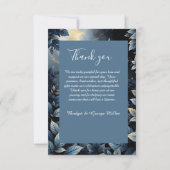 エレガントミッドナイトブルーと金ゴールドフォレ結婚スト サンキューカード (裏面)