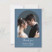 エレガントミッドナイトブルーと金ゴールドフォレ結婚スト サンキューカード (正面)