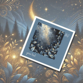 エレガントミッドナイトブルーと金ゴールドフォレ結婚スト スタンダードカクテルナプキン