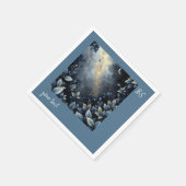 エレガントミッドナイトブルーと金ゴールドフォレ結婚スト スタンダードカクテルナプキン (角)